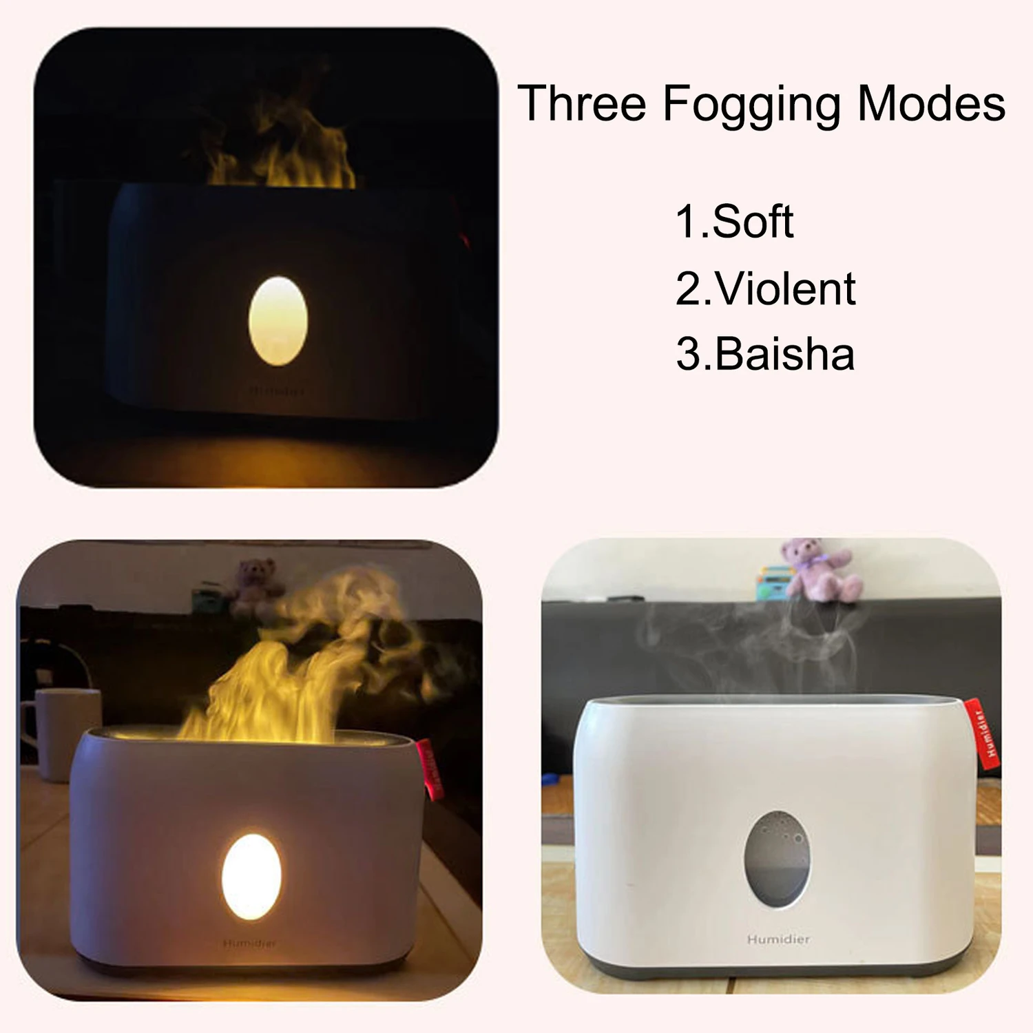 FlameGlow 200ml Flame Humidifier & Ultrasonic Oil Diffuser Home relaxation device