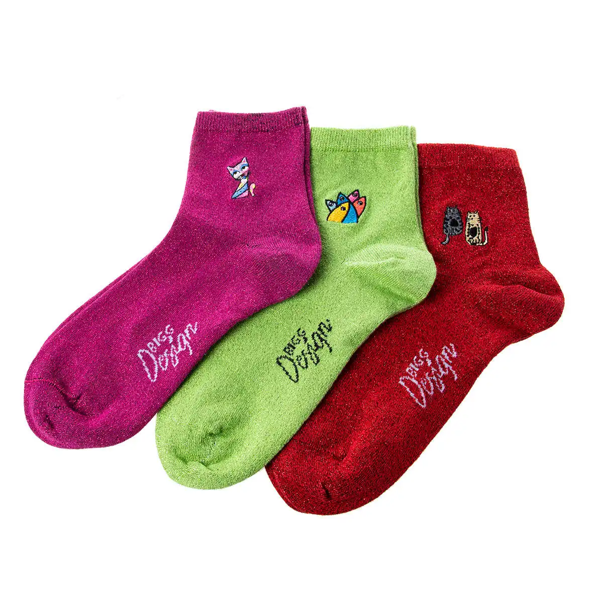 Biggdesign Glitter Women's Socks Set Comfortable Glitter Socks