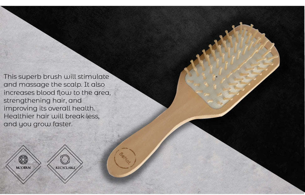 Natural Wooden Detangling Brush scalp stimulating brush