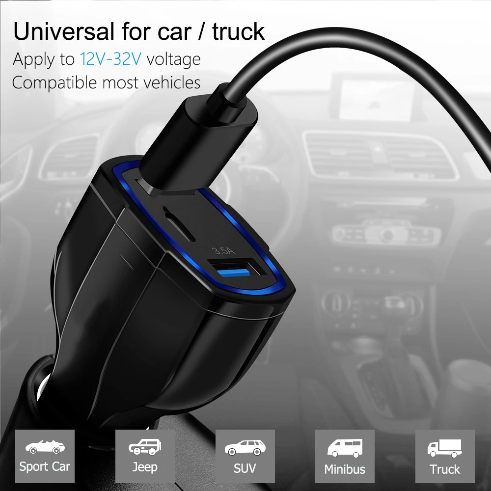 3 Port TurboCharge 3.0 Car Charger Fast Car Charger