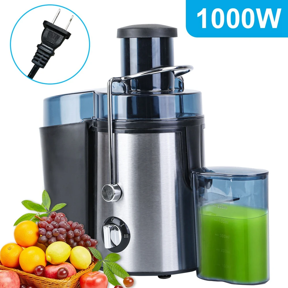 1000W stainless steel electric juicer with fruit basket and power cord