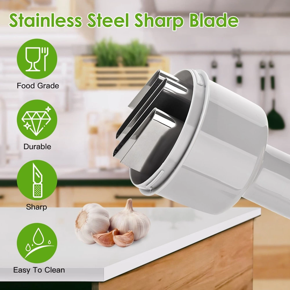 Stainless steel sharp blade for food grade durability and easy cleaning.